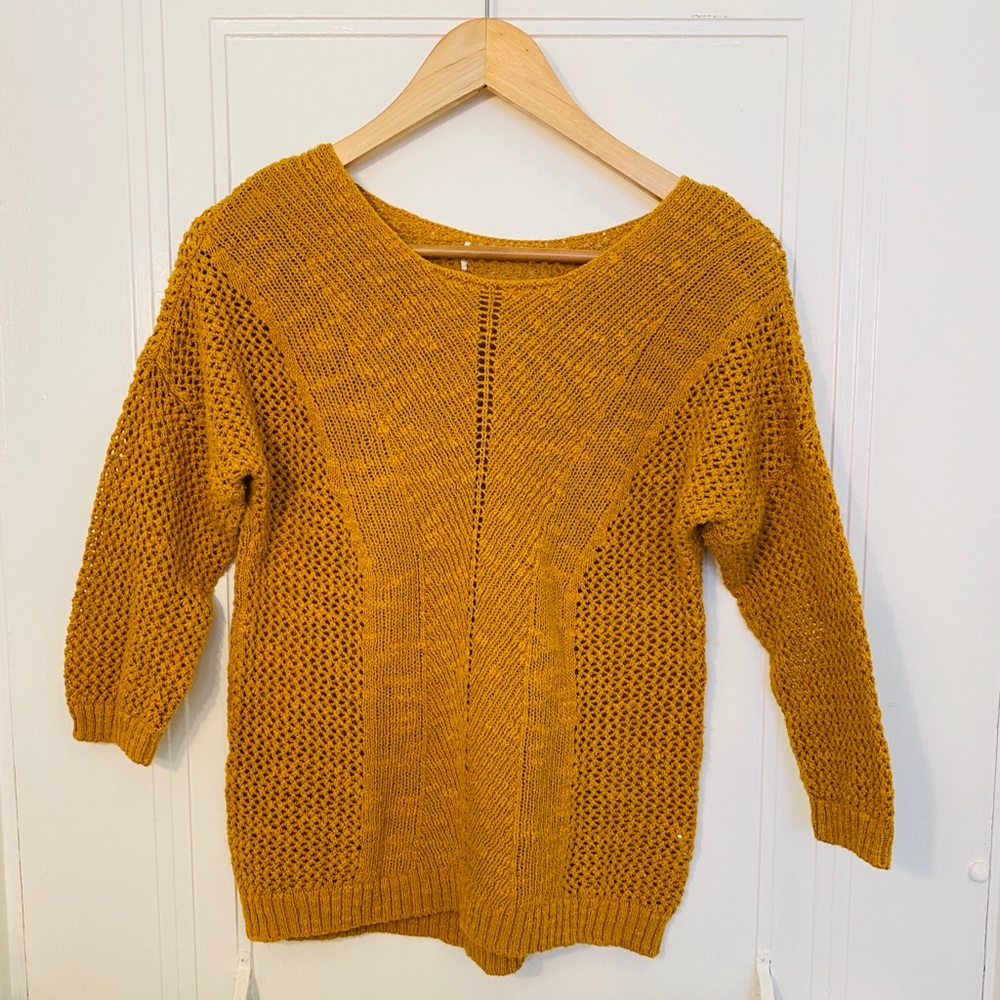 Golden pointelle sweater